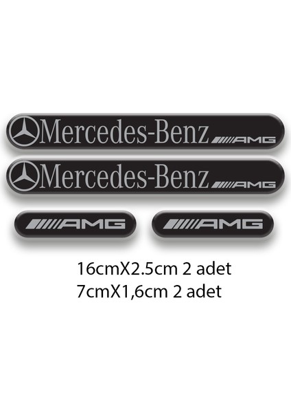Mercedes 3D Damla 4'lü Oto Sticker Set 1