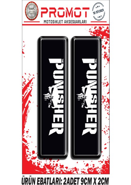 Punısher Ön Maşa 3D Kabartmalı 2'li Damla Sticker 1