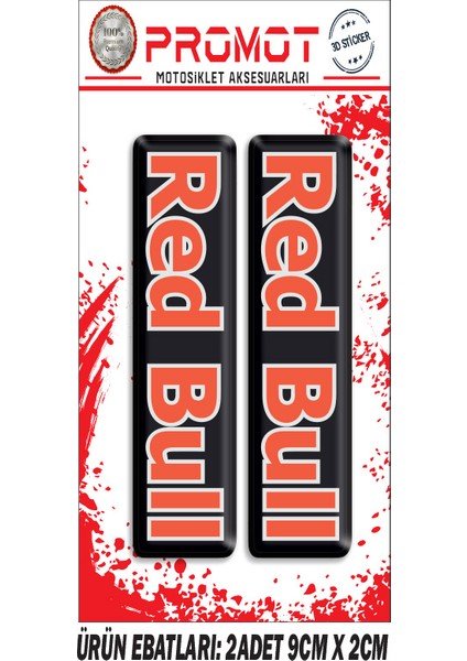 Redbull Tasarımlı Ön Maşa 3D Kabartmalı 2'li Damla Sticker 1