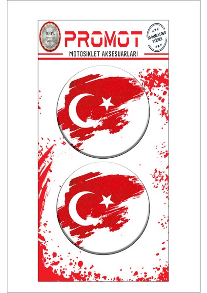 Türk Bayrağı 3D Kabartmalı Damla Logo Sticker 5cm 02