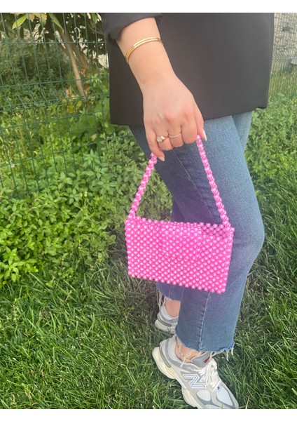 Özel Tasarım Pembe Boncuk El Çantası fırsatları