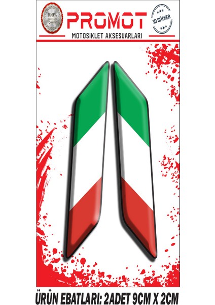 Italya Ön Maşa 3D Kabartmalı 2'li Damla Sticker 2