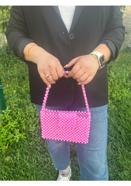 Özel Tasarım Pembe Boncuk El Çantası modelleri