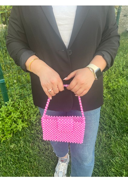 Özel Tasarım Pembe Boncuk El Çantası