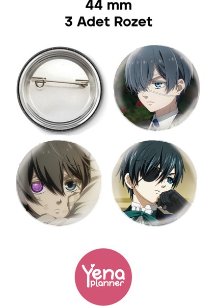 Black Butler , Kuroshitsuji Çanta Süsü / Rozet Seti / Açacak Anahtarlık