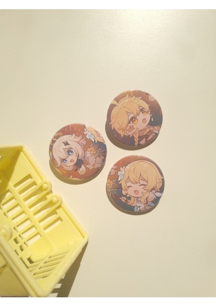 Genshin Impact Lumine, Aether, Paimon Çanta Süsü/rozet