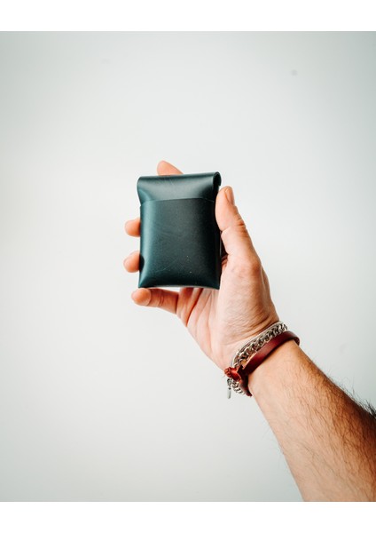Gerçek Deri El Yapımı Minimalist Dikey Cüzdan