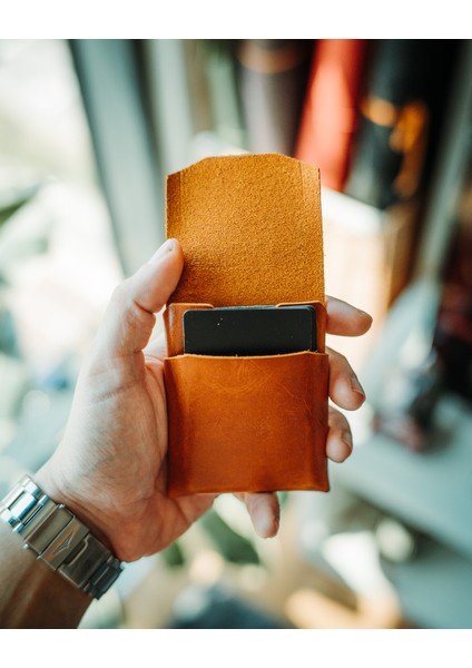 Gerçek Deri El Yapımı Minimalist Dikey Cüzdan modelleri