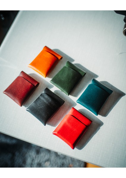 Gerçek Deri El Yapımı Minimalist Dikey Cüzdan