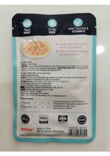 70GR Pouch Tavuklu Ördekli Yaş Kedi Maması 10 Adet fiyatları