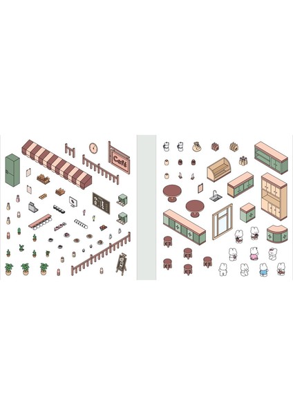 3D Sticker Set Coffee Shop modelleri