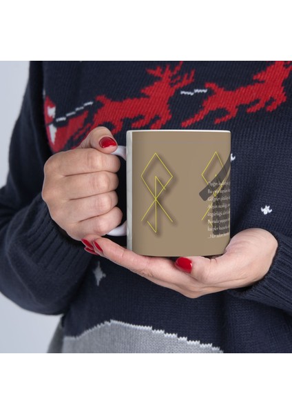 Rune Sembollü Ev Bereketi Bardağı , Şans Bereket Dilek Bardağı ,porselen Bardak, (Naz Koleksiyonu)