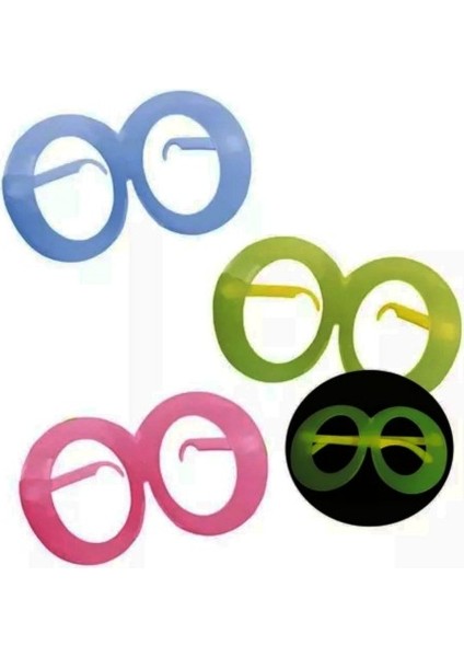 Büro Ev Ofis Etkinlik Gösteri Kostüm 12ADET Fosforlu Oval Model Glow Parti Gözlüğü