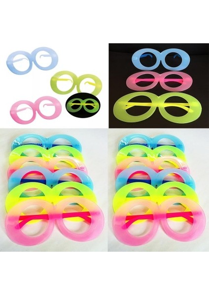 Büro Ev Ofis Etkinlik Gösteri Kostüm 12ADET Fosforlu Oval Model Glow Parti Gözlüğü fiyatları