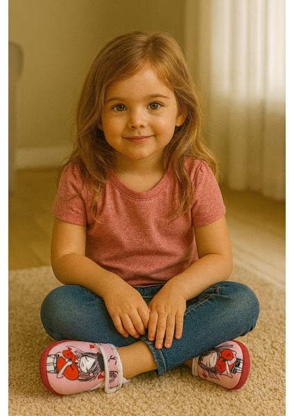 Kız Baskılı Cırtlı Kız Çocuk Panduf