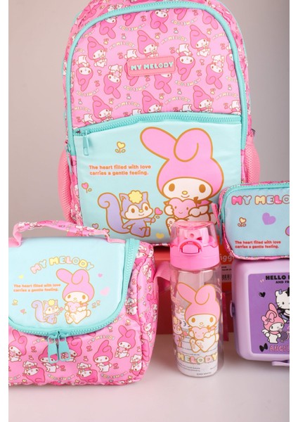 Dekomus Ile Yeni Sezon Lisanslı My Melody&best Frıends Okul ve Termoslu Beslenme Çantası Ile 500 ml Matara,2 Katlı Beslenme Kutusu /lunch Box Seti "ıslak Mendil Hediyeli" fırsatları