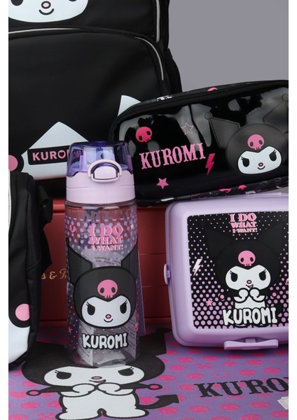 Dekomus Ile Yeni Sezon Lisanslı Kuromı Deri Okul Çantası,termoslu Deri Beslenme ve Kalem Çantası Ile Beslenme Örtüsü,trıtan Matara 500 Ml,2 Katlı Beslenme Kabı Yemek Seti