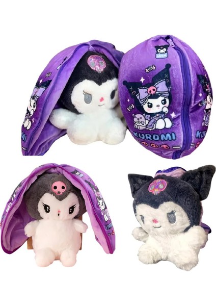 Sanrio Kuromi Peluş Oyuncak 35CM Fermuarlı Koza Sürpriz Dizayn Ithal Kumaş Oyun & Uyku Arkadaşı