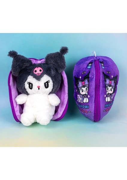 Sanrio Kuromi Peluş Oyuncak 35CM Fermuarlı Koza Sürpriz Dizayn Ithal Kumaş Oyun & Uyku Arkadaşı modelleri