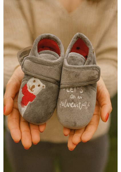 Ayı Baskılı Unisex Çocuk Panduf Gri modelleri