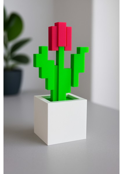 Bolario Minecraft Saksılı Kırmızı-Beyaz Çiçek 16CM Dekoratif Figür fırsatları