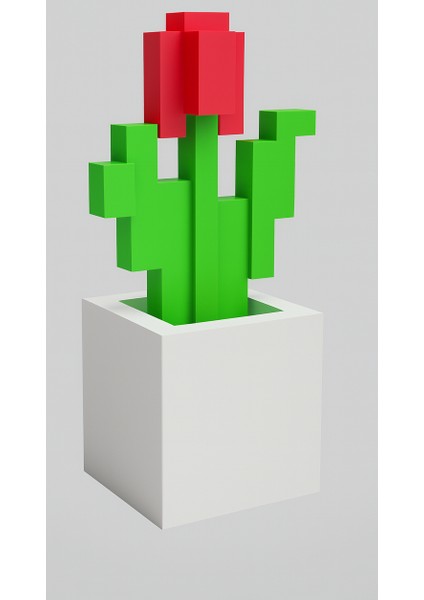 Bolario Minecraft Saksılı Kırmızı-Beyaz Çiçek 16CM Dekoratif Figür indirimleri