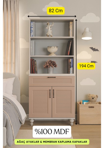 Masal Kapaklı Şifonyer ve Kitaplık | MDF | Doğal Ağaç Detaylar | Modern & Şık Tasarım fiyatları