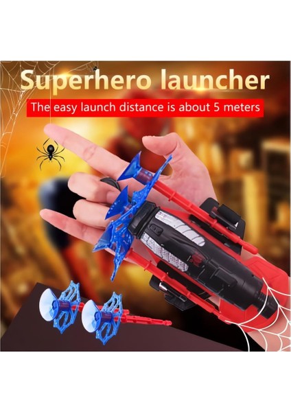 Spiderman Örümcek Adam Ağ Tasarımlı Vantuz Fırlatan Bileklik Oyuncak Seti 1 Fırlatıcı 3 Vantuz modelleri