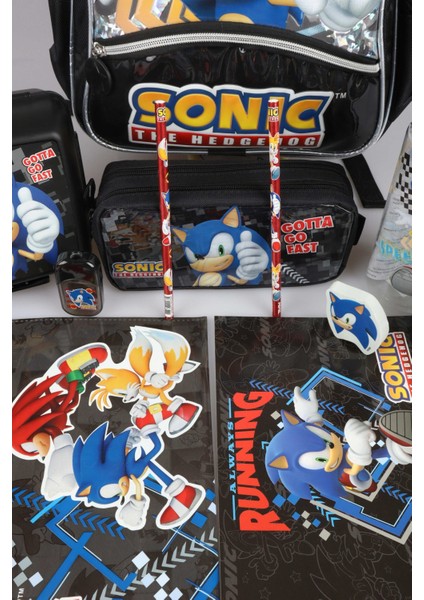 Dekomus Ile Lisanslı Sonıc Büyük Boy Okul ve Kalem Çantası Ile Matara,beslenme Kabı Kırtasiye Seti fiyatları