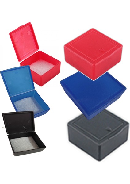 Çeyrek Altın Kutusu 10 Adet Çıtçıtlı Süngerli Plastik Kutu, Mavi, Kırmızı, Siyah Renkler,