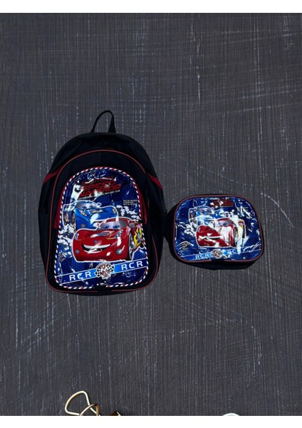 Şimşek Mcqueen Desenli Erkek Çocuk Okul Çantası ve Beslenme Çantası Takım