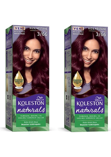 Naturals Saç Boyası Kızıl Kestane 3/66 2x Paket