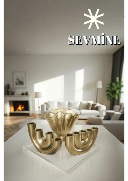 ✨Golden Aura 3’lü Vazo & Mumluk Seti – Iskandinav Bohem Altın Masaüstü Dekorasyon Takımı modelleri