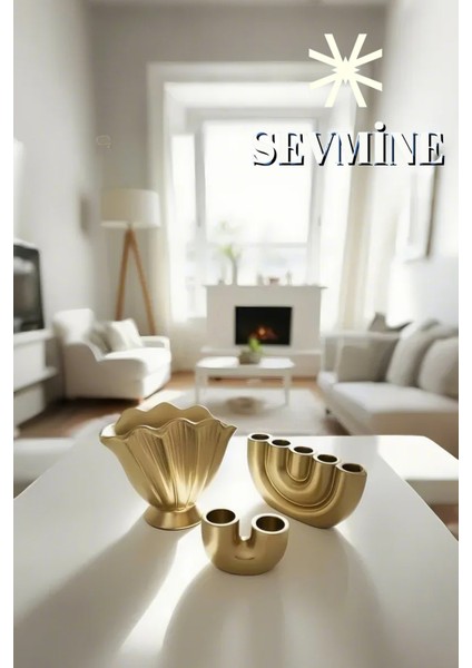 ✨ Golden Denge 3’lü Vazo & Mumluk Seti – Bohem & Iskandinav Gold Masa Dekoru fırsatları