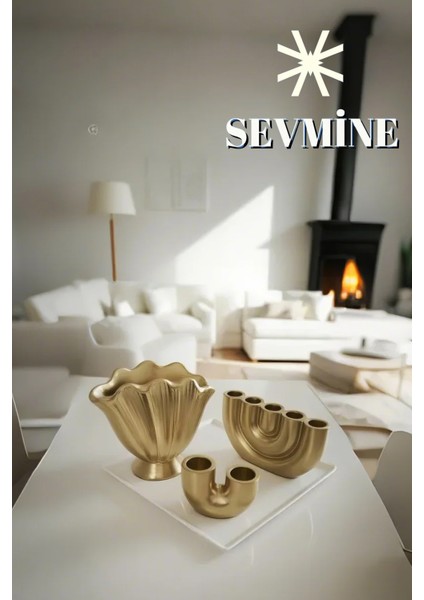 ✨ Golden Denge 3’lü Vazo & Mumluk Seti – Bohem & Iskandinav Gold Masa Dekoru indirimleri