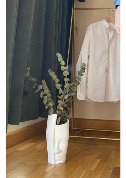 Tek Yüz Vazo Büyük Boy Beyaz