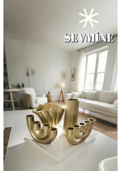 ✨ Golden Ahenk 4'lü Vazo ve Mumluk Seti – Bohem & Iskandinav Altın Dekor Serisi fiyatları