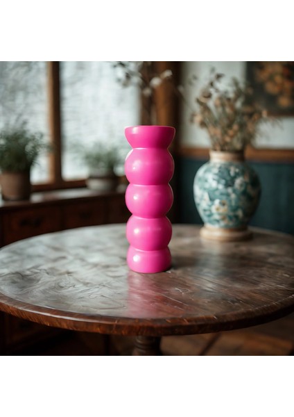 Bohem Iskandinav 20 cm Fuşya Vazo | Hediyelik Zarif Modern Tasarım Trend Dekor