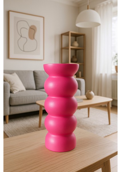 Bohem Iskandinav 20 cm Fuşya Vazo | Hediyelik Zarif Modern Tasarım Trend Dekor