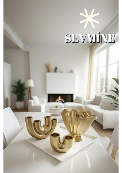 ✨ Golden Calm 3’lü Iskandinav Vazo & Mumluk Seti – Bohem Gold Masaüstü Dekorasyon Takımı fiyatları