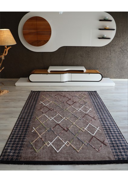 Dekoratif Mutfak Halısı Makinada Yıkanabilir Kilim Kahve Siyah Salon Halısı Butik Kilim Modelleri Nakkaş Yatak Odası