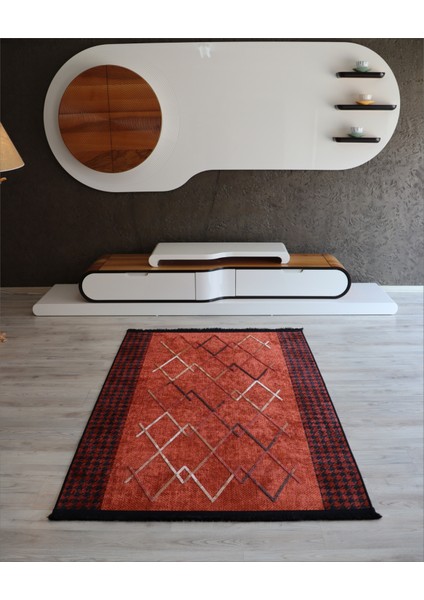 Turuncu Salon Halısı Dekoratif Nakkaş Kilim Makinada Yıkanabilir Mutfak Halısı Kaymaz Taban Yolluk fiyatları