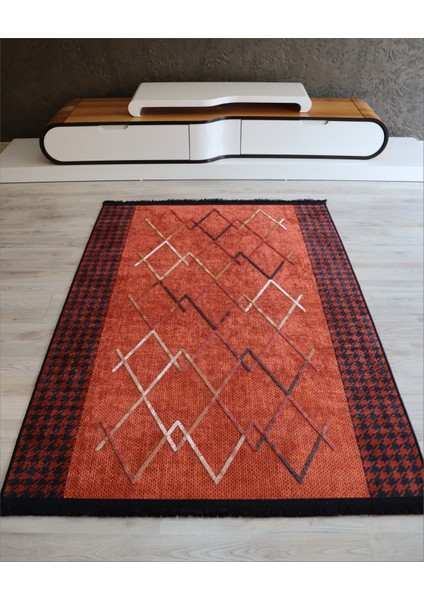 Turuncu Salon Halısı Dekoratif Nakkaş Kilim Makinada Yıkanabilir Mutfak Halısı Kaymaz Taban Yolluk modelleri