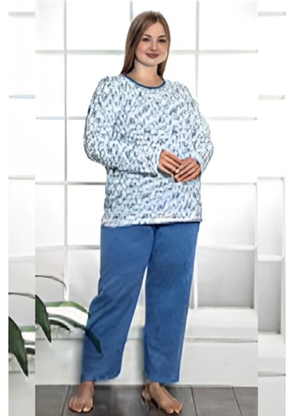 X-Dreamy Büyük Beden Pamuklu Desenli Uzun Kollu Pijama Takımı modelleri