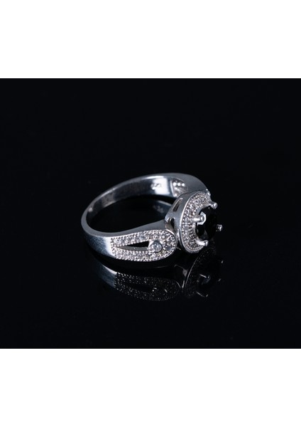 925 Ayar Gümüş Zirkon ve Siyah Spinel Taşlı Kadın Yüzüğü Parmağa Göre Ayarlanır 4.30 gr fiyatları