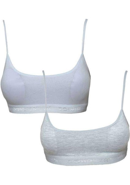 Pedli Ip Askılı Beyaz ve Gri Büstiyer 2 Adet