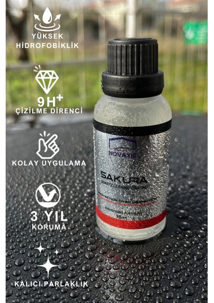 Sakura Kuvarz 9h Oto Seramik Kaplama Boya Koruma Yüksek Hidrofobiklik 3yıl Dayanım 30ML Japonformül