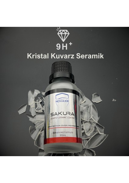 Sakura Kuvarz 9h Oto Seramik Kaplama Boya Koruma Yüksek Hidrofobiklik 3yıl Dayanım 30ML Japonformül