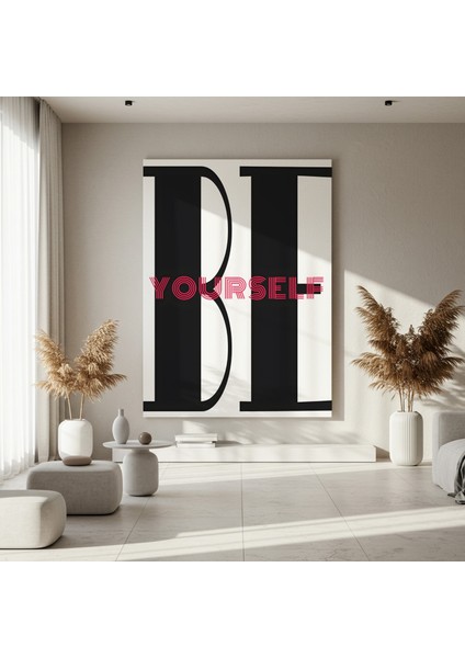 Kendin Ol Minimalist Siyah Beyaz Kırmızı Tipografi Tablosu fırsatları