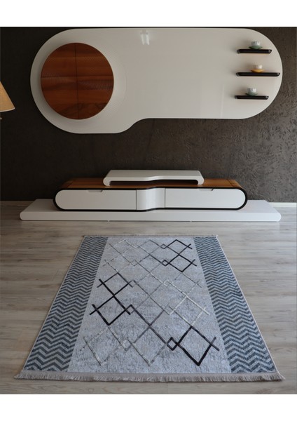 Nakkaş Kaymaz Dokuma Taban Kilim Makinada Yıkanabilir Mutfak Halısı Dekoratif Yolluk Gri Salon Halı Modelleri